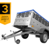 200×106 Gitteranhänger mit blauer Flachplane, Gitterwänden und Stützrad – Garden Trailer 200 KIPP